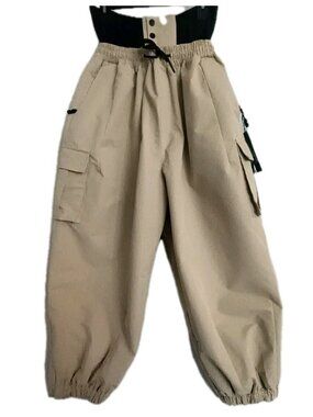 SNOWWEB Cargo Snowboard Pants Unisex Small Khaki Baggy Utility Streetwear